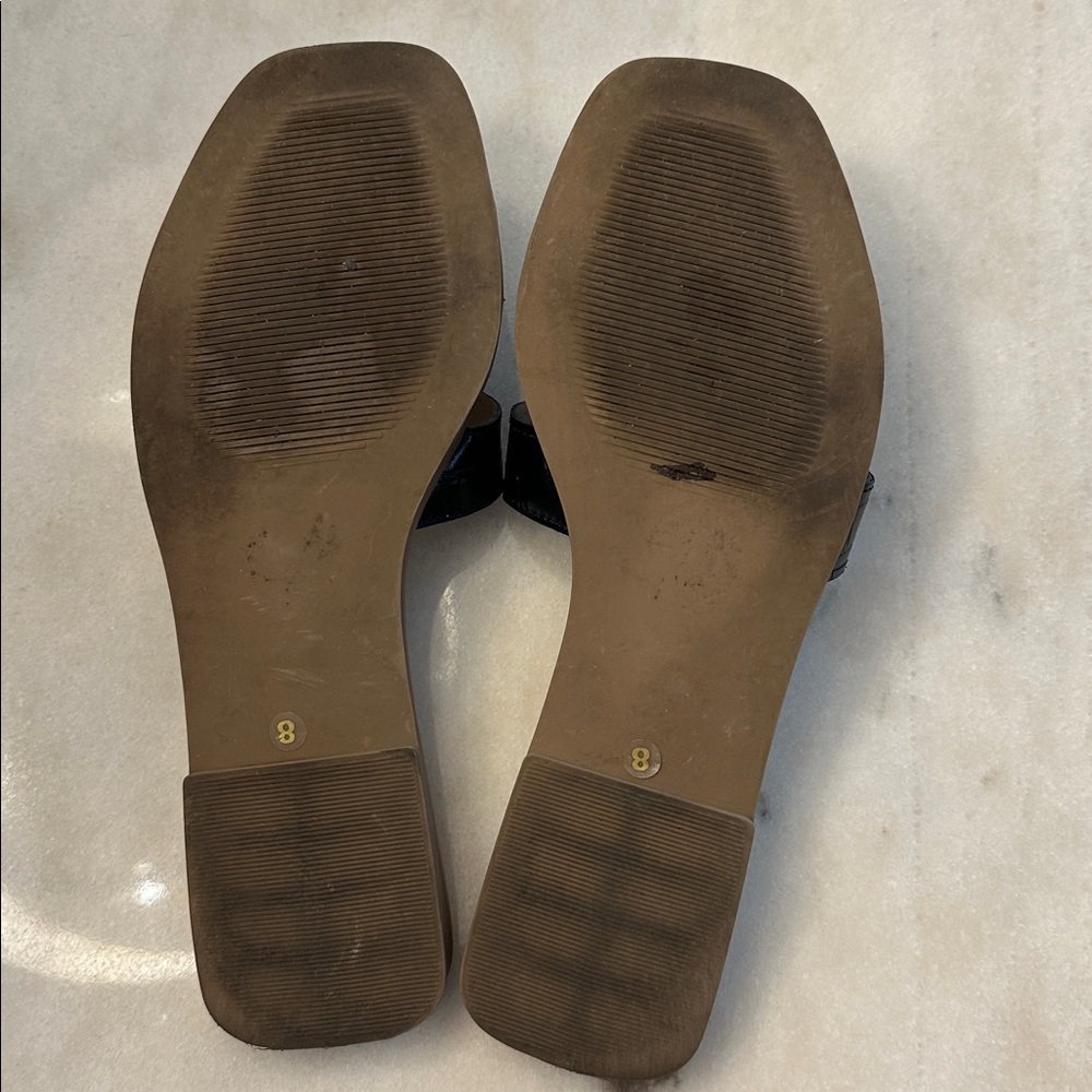 Steven By Steve Madden Black Croc-Embossed Slide Sandal - Picture 7 of 7
